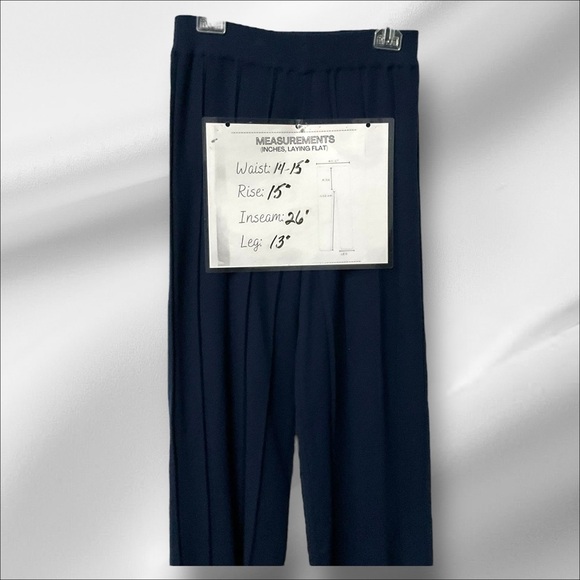 Unbranded Navy Blue Knit 2-Piece Set Women Pleated Pant Sweater Minimalist SZ S - Picture 8 of 8